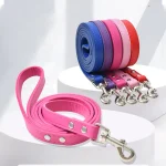 Colorful Soft Leather Pet Leashes with Alloy Buckle