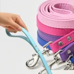 Colorful Soft Leather Pet Leashes with Alloy Buckle - Image 3